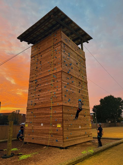 Augusta-University-Climbing-Wall at sunset